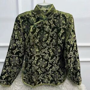 Elegant Green and Gold Brocade Jacket